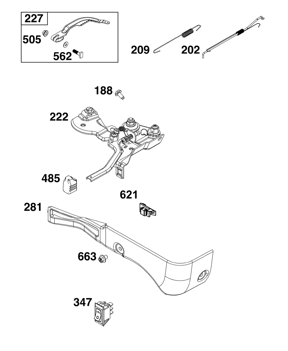 Controls Group Diagram and Parts List for 106232-0049-H5 100000 - 19Z999 Briggs and Stratton Engine